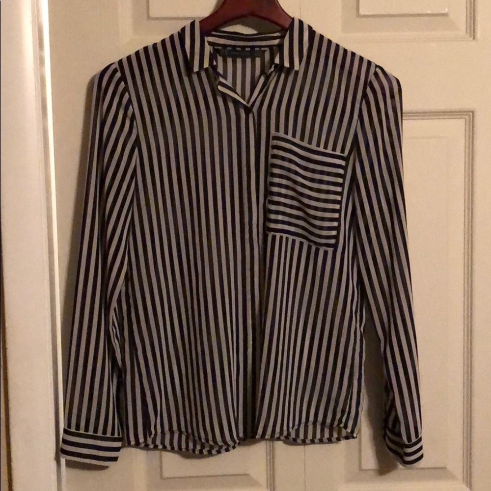 Zara Trafaluc black and white striped blouse